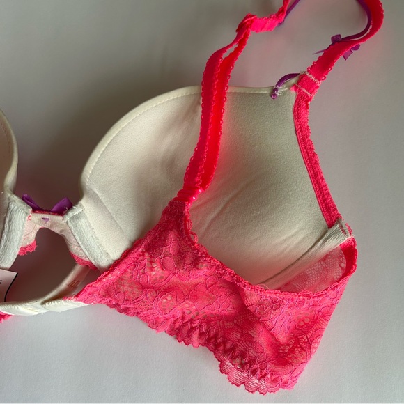 🩷VICTORIA SECRET CLASSIC PUSH UP LACE PINK ADJUSTABLE BRA SIZE 34B TRENDING - Picture 2 of 10